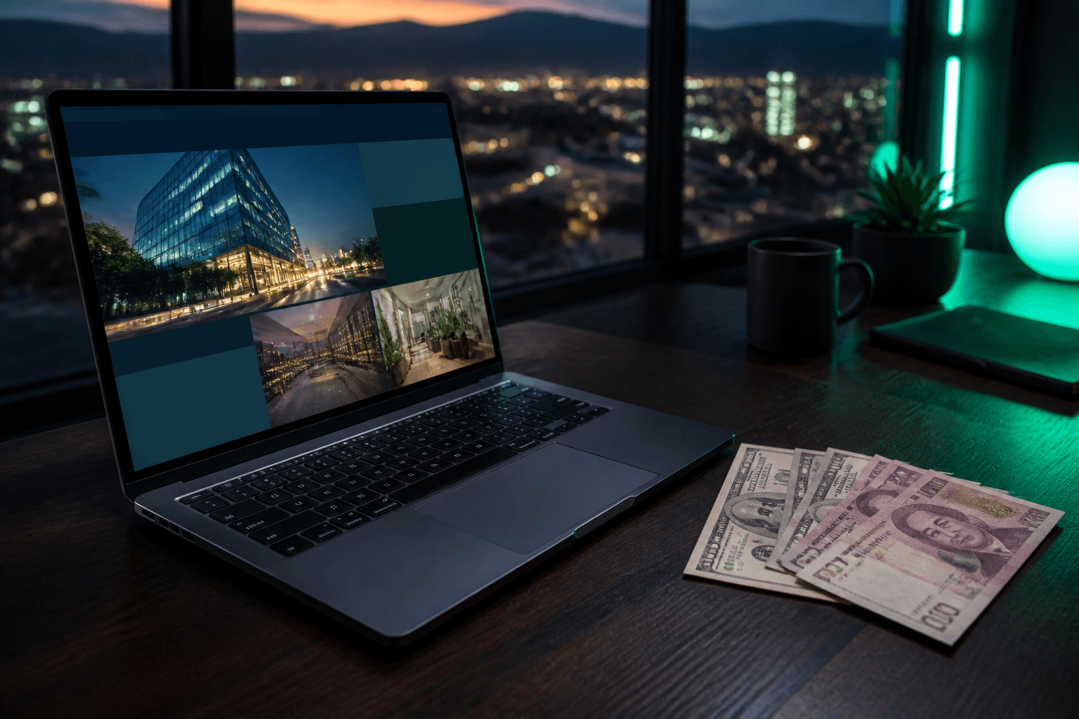 Escritorio con laptop y planificación de un sitio web para un negocio en Honduras